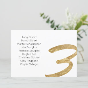 Gold table 3 table number Wedding seating Card