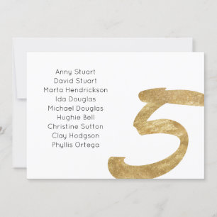 Gold Table 5 Table Number Wedding Seating Card