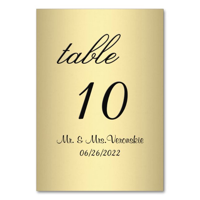 Gold Table Number (Front)