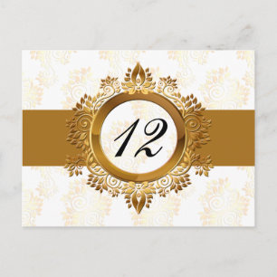 gold  table numbers postcards