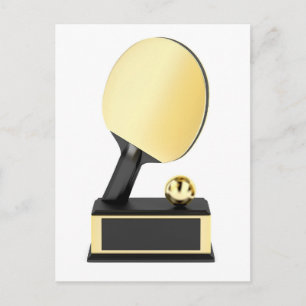 Gold table tennis trophy postcard