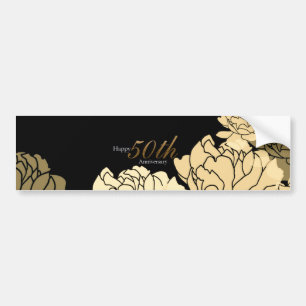 Gold, tan and beige 50th anniversary rose pattern bumper sticker