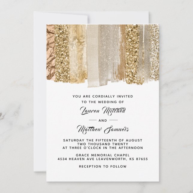 Gold Tape Wedding Invitation (Front)