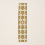 Gold Tapestry Roses pattern Monogram Long S Scarf<br><div class="desc">New and old design with a vintage rose tapestry colourized in yellow gold on beige background   monogram on pale round tag. Design on customisable long scarf. Background colour is customisable and size of the rose too. Design available in pale green,  blue and purple.</div>