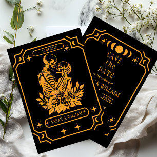 Gold tarot Goth save the date wedding Invitation