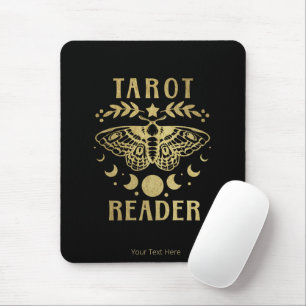Gold Tarot Reader Moon Phase Moth Stars Mouse Mat