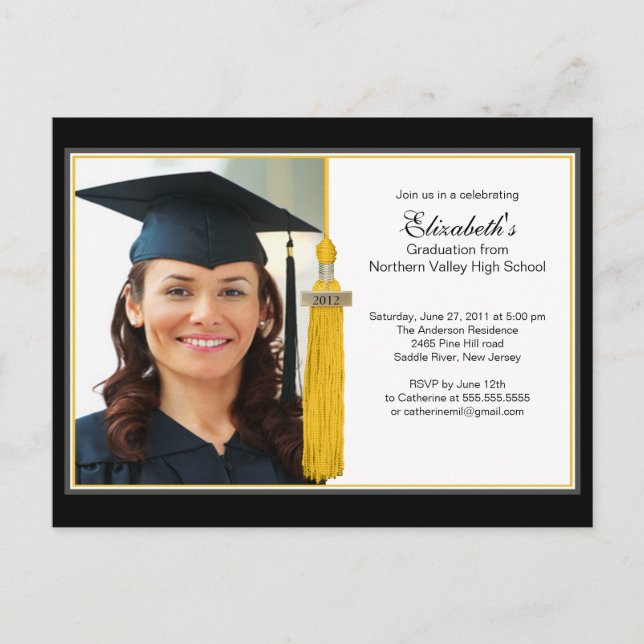 Gold Tassel Photo Graduation Party Invitation 2012 (Front)