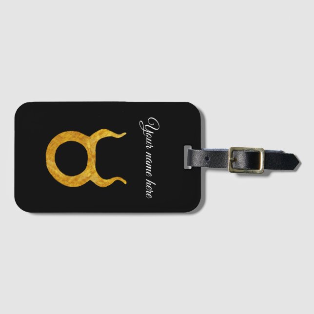 Gold Taurus Astrology Sign Custom Luggage Tag (Front Horizontal)