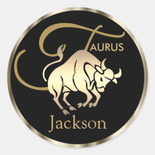 Gold - Taurus ♉ the Bull - Zodiac Sign Classic Round Sticker