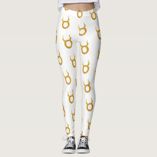 Gold Taurus Zodiac Astrology Sign Leggings