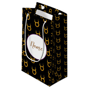 Gold Taurus Zodiac Astrology Sign Personalized Small Gift Bag