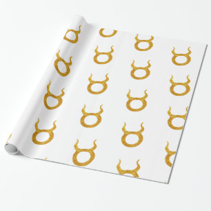 Gold Taurus Zodiac Astrology Sign Wrapping Paper