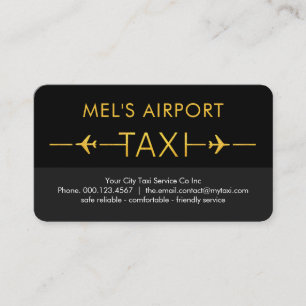Gold Taxi Airplane Runway Business Card