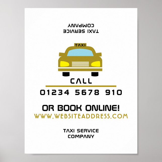 Gold Taxi Cab Logo Advertising Poster (Front)
