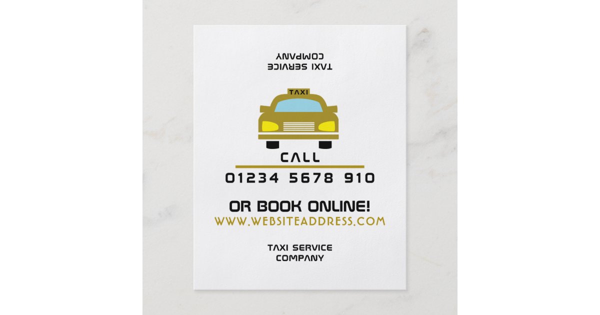 Gold Taxi Cab Logo with Price List Flyer | Zazzle.co.uk