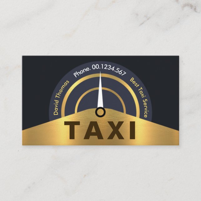 Gold Taxi Car Speedometer Business Card (Front)