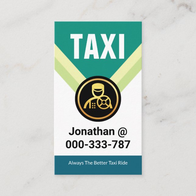 Gold Taxi Driver Medallion Chauffeur  Business Card (Front)