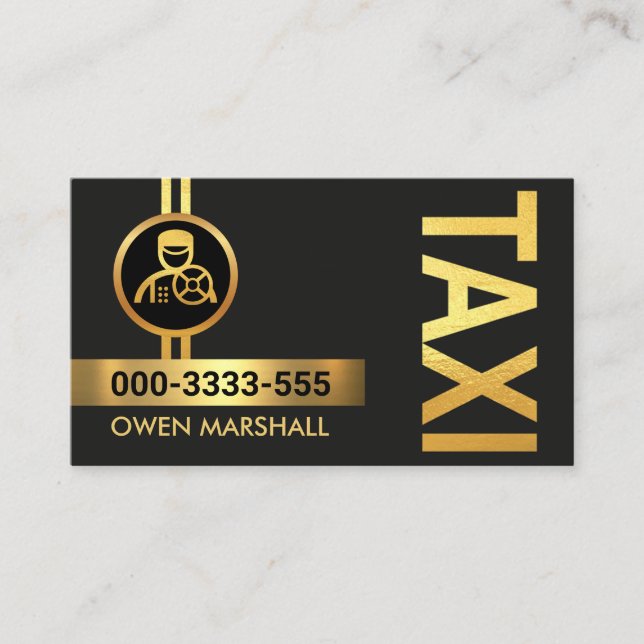 Gold Taxi Lines Cab Driver Business Card (Front)