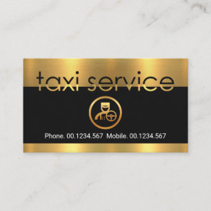 Gold Taxi Service Signage Border Private Driver Business Card