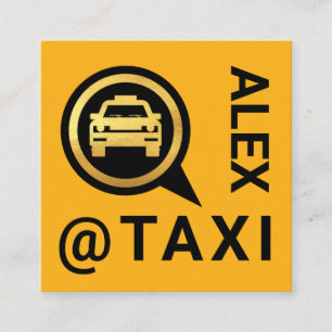 Gold Taxi Speech Box Driver Square Business Card