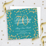 Gold Teal 70th Birthday Glitter Confetti Invitation<br><div class="desc">Elegant 70th Birthday Gold Faux Glitter Confetti Teal invitation template. Great for 70th birthday parties and more!</div>