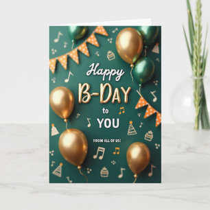 Gold Teal Birthday Card