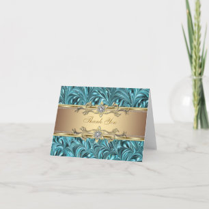 Gold Teal Blule Thank You Card
