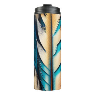 Gold & Teal Feather Art Thermal Tumbler