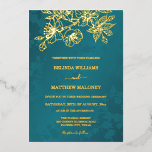 Gold Teal Floral Wedding