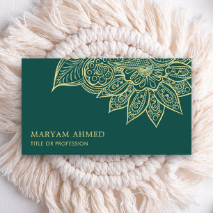 Gold Teal Henna Mehndi Islamic Business Card