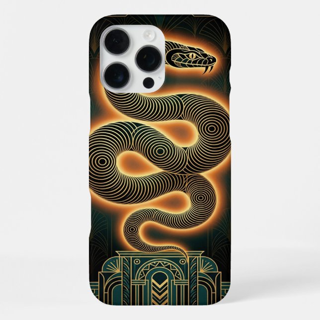 Gold Teal iPhone 16 Pro Max Case | Mystical Snake  (Back)