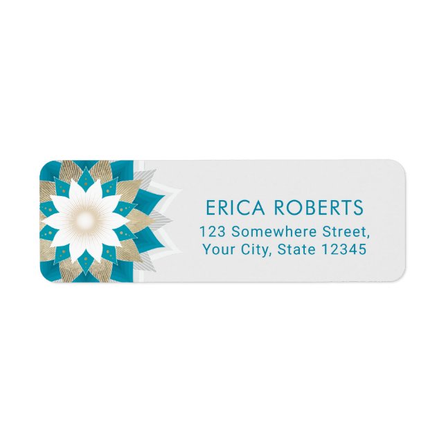 Gold & Teal Lotus Flower Mandala Elegant (Front)