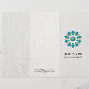 Gold & Teal Lotus Flower Mandala Elegant Trifold