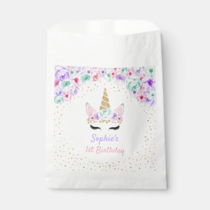 Gold Teal Pink Purple Unicorn 1st Birthday Favour Bags