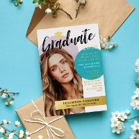 Gold & Teal Retro Arch Photo Graduation