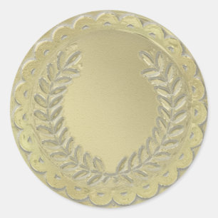 Gold Template Customise Laurel Wreath Classic Round Sticker