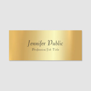 Gold Template Modern Handwritten Script Text Name Tag
