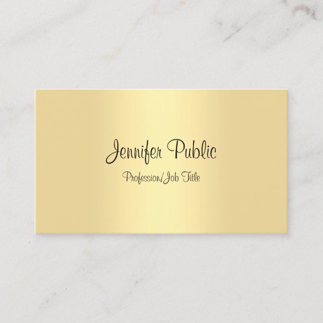 Gold Template Modern Minimalist Calligraphy Script Business Card (Front)