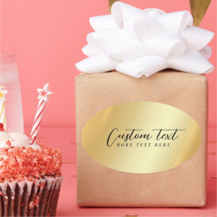 Gold Template Your Custom Text Elegant Handwritten Oval Sticker