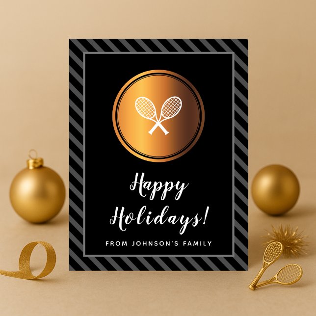 Gold Tennis Holiday Card for Player or Coach (Creator Uploaded)