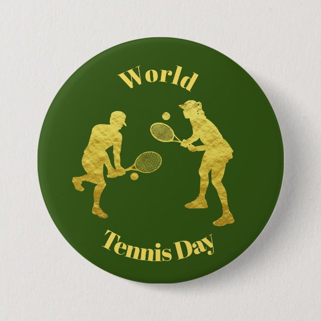 Gold Tennis Players Silhouettes Button (Front)