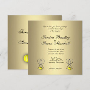 Gold Tennis Wedding Invitations