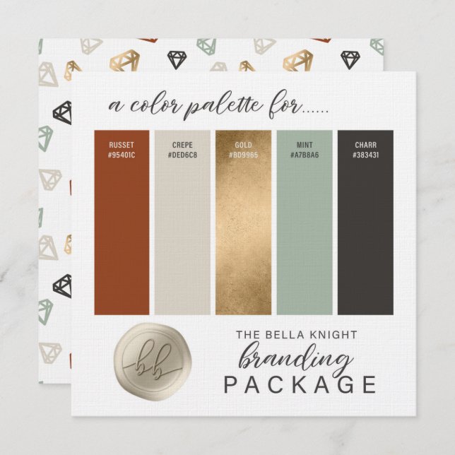 Gold Terracotta & Mint Green Colour Palette Card (Front/Back)