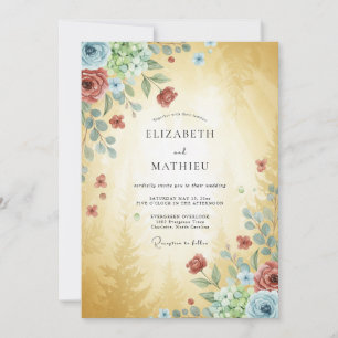 Gold Terracotta Painted Wedding Invitation