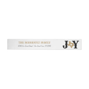 Gold Texas JOY Holiday Wrap Around Label