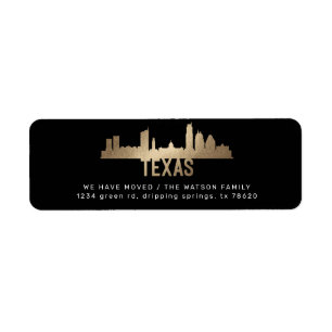 gold texas Moving Announcement return address Labe