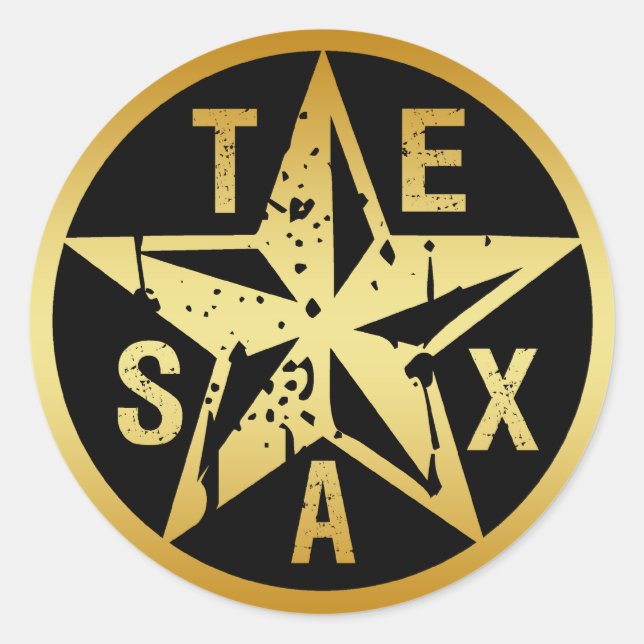 GOLD TEXAS STAR CLASSIC ROUND STICKER (Front)