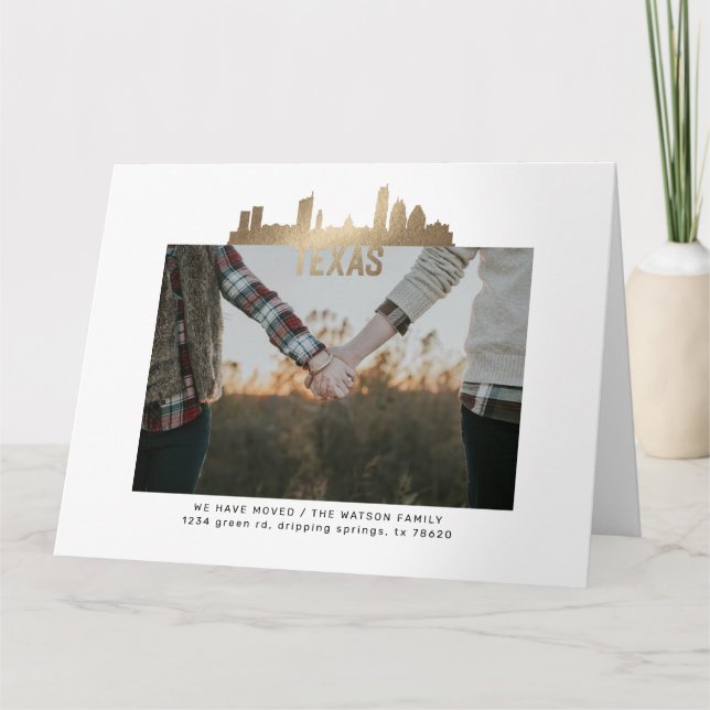 gold texas state Moving Announcement card (Front)