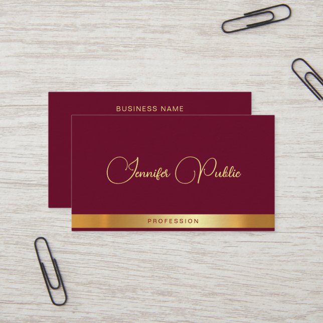 Gold Text Calligraphy Name Luxury Premium Thick Business Card (Front/Back In Situ)