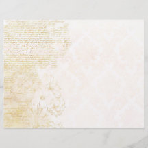 Gold Text & Damask Scrapbook Ephemera